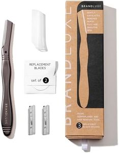 Brandluxe Dermaplaning tool for face, eyebrows, gentle hair removal and exfoliation.Designed for women, an environmentally friendly design.Includes 3 stainless steel blades