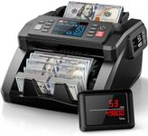 PONNOR N70 Mixed Denomination Money Counter Machine, Value Counting, Cash Counter with Three Displays, UV/MG/IR/MT Counterfeit Detection for Money Counting, Printer Enabled Bill Counter for Business