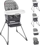 Fisher-Price Baby to Toddler Deluxe High Chair and Portable Booster Seat with Tray Liner plus Washable Seat Pad and Tray, Gray Tribal