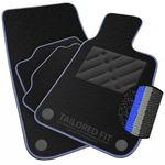 Car Mats to fit BMW 2 Series Coupe/Convertible 2014-2021 Black Carpet & Blue & Grey Colour-Tech Trim & Black Rectangle Heel Pad [SAPP-1571]