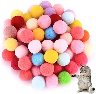 wugongshan 100 Piezas Bolas de Juguete para Gatos, Pelotas Pompones Coloridas para Gatos, Bola Juguetes Interactivos para Mascotas Gatos de Interior, Bolas Gatos para Animal Doméstico Gatos Bola