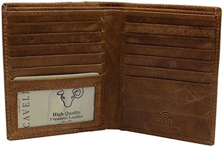 MARSHAL RFID Blocking Bifold Hipster Credit Card Wallet Premium Lambskin Leather, Cavelio Tan, medium, Bifold