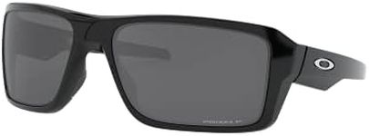 Oakley Men's OO9380 Double Edge Rectangular Sunglasses, Polished Black/Prizm Black Polarized, 66 mm