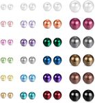 JewelrieShop Faux Pearl Earrings Stud Set for Women Fake Colorful Pearls Studs Earing Pack Hypoallergenic Stainless Steel Ball Studs Jewelry (24pairs,4-8mm,Assorted Size,MultiColor)