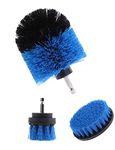 WOTOFY 3Pcs Multi-Function Drill Brush Power Scrubber Useful Attachment Bathroom Drill Scrub Brush for Nylon Surfaces Tub, Shower, Tile, Grout, and Carpet All Purpose Cleaning Kit (Blue Drill Brush)