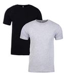 Next Level - Mens Short Sleeve T-Shirt, Black + Heather Grey (2-Pack), M