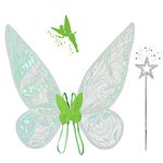 71Nmly Fairy Wings,Princess Butterfly Fairy Wings for Kids Adult,Costume Angel Wings,Sparkling Sheer Wings for Birthday Chrismas Themed Party Halloween (Green)