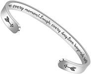 Btysun 50th Birthday Gifts for Women Men Inspirational Cuff Bangle Retirement Gifts for Her Personalized Mantra Jewelry(Love Every Moment.Laugh Every Day.Live Beyond Words)