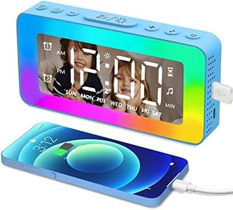 SPLITSKY Alarm Clock for Kids,White Noise Sleep, with 8 LED Night Lights,Loud Alarm Clock for Heavy Sleepers,USB Charging Port,Weekday/Weekend Mode, Dimmer,for Bedrooms, Kid Rooms