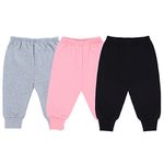 Clap Unisex Baby Winter Warm Pants Kids Fleece Pajamas Leggings Set Of 3 (Pink Grey Black, 4-5 Years) Fit Type : Regular Fit