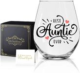 Perfectinsoy Best Aunt Ever Wine Glass with Gift Box, Auntie Gifts, Best Auntie Ever Gift, Baby Announcement, Funny Auntie Birthday Gifts for New Aunt, Aunt, Woman, Sister, Perfect Aunt Gift