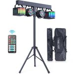 60W DJ Light Set with Stand, Bag and Remote Control, RGBW Derby LED Par Party Lights DMX- 3/6/15CH Strobe Stage Lighting for Churches Concerts Weddings Birthday KTV Halloween