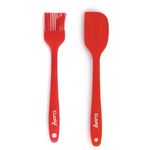 Clazkit Oil Brush for Cooking & Non-Stick Silicone Spatula (Set of 2) Baking & Mixing - Seamless Design, Food-Grade & BPA-Free, Dishwasher Safe (RED)