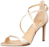 Jewel Badgley Mischka Women's Dimitra Heeled Sandal, Champagne Satin, 8