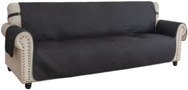 XINEAGE Oversized Sofa Cover Waterproof Couch Covers for 3 Cushion Couch, Soft Washable Slipcover with Pockets & Non-Slip Elastic Straps, Dog Pets Proof Thick Furniture Protector (XL-Sofa, Black)