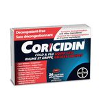 Coricidin Decongestant Free Cough and Cold Medicine - Cough, cold and flu medicine for adults – Effective Symptom Relief From Sore Throat, Cough, Chest Congestion, Fever, and Headaches, 24 Liquid Gels