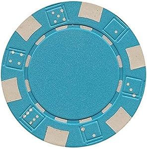 DA VINCI 50 Clay Composite Dice Striped 11.5 Gram Poker Chips, Light Blue