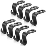 Brocarp Car Headrest Hooks 8 Pack - Back Seat Organizer Hanger Storage Hook, for Hanging Handbag Purse Clothes Umbrellas Grocery Bags - Fit Universal Vehicle Car Truck SUV Holder Hook, Car Accessories for Women Men (Black, 8 Pcs)