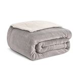 Kono Sherpa Fleece Throw Blanket 130 * 150cm Soft Cosy Fluffy Reversible Microfiber Solid Blankets for Bed Couch Sofa (Grey, Travel/Single)