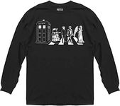 Ripple Junction Doctor WHO Detailed Street Crossing TV Series Adult Unisex Long Sleeve T-Shirt Officially Licensed Medium Black