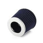 Madlife Garage Universal Car Air Filter High Power Sports Mesh Cone Air Intake Filter Chrome Finish for Car Automobile Racing