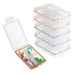 TOLIDA 6 PCS Mini Tackle Boxes - 4 Grids Waterproof Small Tackle Box Organizer, Transparent Fishing Tackle Fishing Hooks Storage Organizer, Clear Divided Boxes for Jewerly Beads Earring Nail Art tools