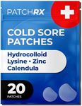 PatchRx Cold Sore Patches for Lips (20 Patches) Lysine, Calendula & Zinc – Hydrocolloid Cold Sore Patch for Lip Treatment (Overnight or Day-time Remedy), Fever Blister Patches