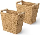 GRANNY SAYS Bathroom Wastebasket, Wicker Trash Can with Handles, Waterproof Bathroom Trash, Decorative Wastebasket for Bedroom, Wicker Waste Basket for Bathroom, 2-Pack