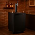 Commercial Beer Kegerator,97 L Single Tap Draft Beer Dispenser, Full Size Stainless Steel Keg Refrigerator With Drip Tray and Locking Casters, CO2 Cylinder, 32°F- 50°F Temperature Control,Black