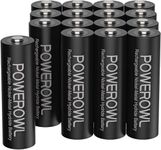 POWEROWL AA Rechargeable Batteries Pack of 16, 2800mAh High Capacity Batteries 1.2V NiMH Low Self Discharge