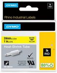 DYMO Rhino Industrial Heat-Shrink Labels, 3/4" Tube, Black Print on Yellow