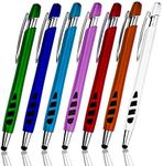 Stylus Pen for Touch Screens & Ballpoint Writing Pens, with Sensitive Stylus Tip - 2 in 1, Compatible for Your Touch Screen Devices - Assorted Barrel Colors, Black Ink, 7 Pack