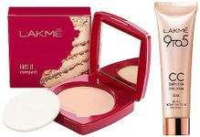 Lakmé Face It Compact, Pearl, 9 g & Lakme 9 to 5 CC Cream Mini, 01 - Beige, Light Face Makeup with Natural Coverage, SPF 30 - Tinted Moisturizer to Brighten Skin, Conceal Dark Spots, 9 g