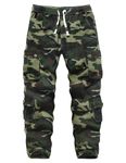 APTRO Men's Cotton Casual Cargo Pants Multi Pockets Work Pants Outdoor Hiking Pants with Elastic Waistband #03 Green Camo 1X