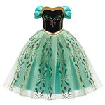 OBEEII Anna Costume Princess Elsa Snow Queen Dress Fancy Embroidery Dress Up for Girls Cosplay Show Christmas Carnival Birthday Party Easter Children's Day Gift 2-3 Years