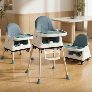 StarAndDaisy High Chair for Baby/Baby Feeding Chair for 0 to 5 Years with 4 in-1 Multifunctions/High Chair with Wheels, Height Adjustable,Detachable Tray and 3-Point Safety Belt -Blue