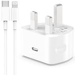 AICCOLO 20W USB C Fast Charger With 2M Cable for iPhone 14/14 Plus/14 Pro/14 Pro Max/13 12 11 X XR XS SE 2020 8 7 6 6S Mini, Pad Pro, USBC PD Wall Charging Plug UK Type C Power Adapter and 6FT Cord