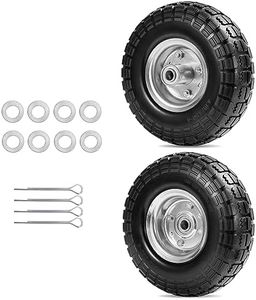 Parts Camp 4.10/3.50-4 tire replacement gorilla cart tires 10" Flat-Free Solid Tires and Wheels hand truck tires dolly tires wagon wheels With 5/8" Bearings 2.15" Offset Hub 2Pack