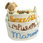 Personalized Baby Name Basket, Custom Woven Baby Shower Gift Basket with Cotton Rope Handle Baby Diaper Nursery Shelf Storage Basket Bin for Kids' Bedroom (Style 4)