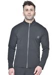 CHKOKKO Polyester Men Winter Sports Gym Track Zipper Stylish Standard Length Jacket Black Size Medium