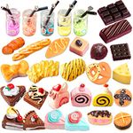 Miniature Food Drink, 30 PCS Mini Food Drink 1:12 Scale Miniature Dolls House Food Accessories Mini Pretend Play Food Set Miniature Kitchen Accessories Compatible for Barbie Doll House