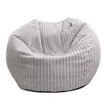 rucomfy Beanbags Jumbo Cord Kids Mini-Slouch Bean Bag Chair - Childrens Bedroom Playroom Furniture and Fun Decor. Beanbag Arrives with Filling and Machine Washable - 60 x 80cm (Platinum, Beanbag Only)