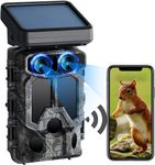Solar Wildlife Camera, 4K 30FPS 60MP WiFi Trail Camera with 5000mAh Solar Panels and Dual Lens Starlight Night Vision IP66 Waterproof H.265 Video Hunting Game Cam