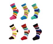 MOHSLEE Women's Cotton Toe Sock Stylish Colorful Striped Five Finger Socks 6Pack