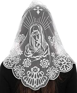 Bozidol Catholic Church Wedding Bride Veil Spanish Traditional Mass Veil Chapel Headcovering Religious Christian Veil (White)