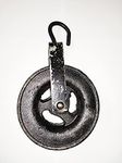 HARISH - big size Solid iron/Metal urulai, Roller Idler Pulley with Hook for Well, Lifting Rope, Wall, Gym, Exercise, Pull up bar, Climbing, Hanging, Zipline, BIG SIZE (IRON, 1.5 KG, BLACK)