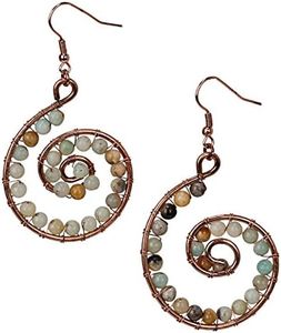 SPUNKYsoul Amazonite Bohemian Spiral Earrings for Women Swirl Hoop Tribal