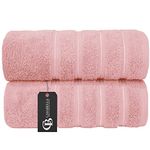 CASABELLA Deluxe Pack of 2 Bath sheets 90x180 cm 650 GSM Pink 100% Combed Cotton 2 Pc Jumbo Bath Sheets Super Absorbant Extra Large Bath Towels-Soft Quick Dry Pink Large Bath Sheet Towels