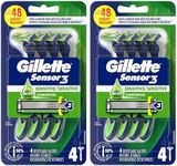 Gillette Sensor 3 Disposable Razors Men's 4 Each (Pack of 2)