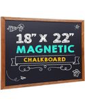 Wood Framed Chalkboard - Premium Magnetic 18 x 22 Rustic Chalk Board, Great with Regular or Liquid Chalk Markers, Non Porous Wall Hanging Blackboard Sign